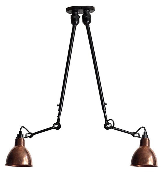 302 Doppio Plafoniera Nero/Rame Grezzo - Lampe Gras