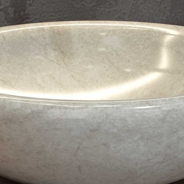 Kamalu lavabo in marmo colore crema 40cm con bordo arrotondato | litos-sc40