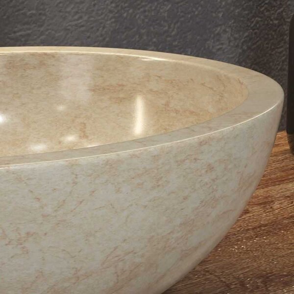 Kamalu lavabo bagno design ovale in marmo beige 45cm | litos-lec40