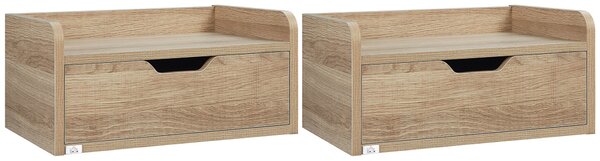 Set 2 Comodini Sospesi 40x30x19,5 cm in Truciolato Naturale