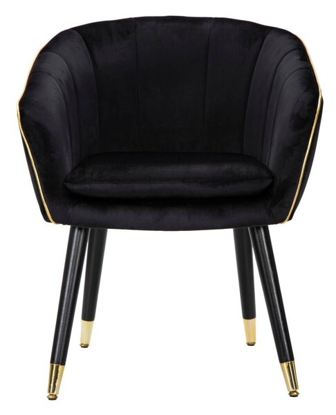 Poltrona Paris 62x58x78 cm in Legno Spugna Metallo e Poliestere Nero e Oro