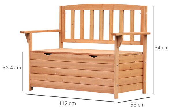 Outsunny Panchina in Legno 2 Posti Panchina da Giardino con Vano Contenitore, 112x58x84 cm | Aosom Italy|Aosom