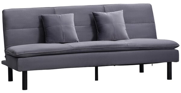 Divano Letto 2 Posti 181x92x84 cm in Tessuto Effetto Velluto Grigio