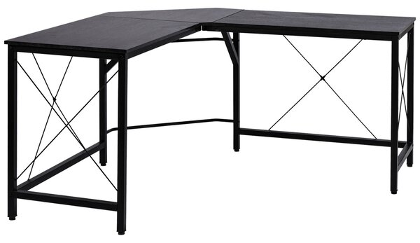 Scrivania da Ufficio Grande ad Angolo in Metallo e MDF 150x150x76 cm Nera