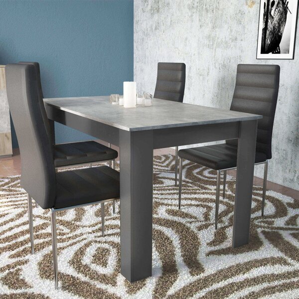 Tavolo Pepper 138x80x75 cm in Truciolare bilaminato Antracite e Grigio effetto Cemento