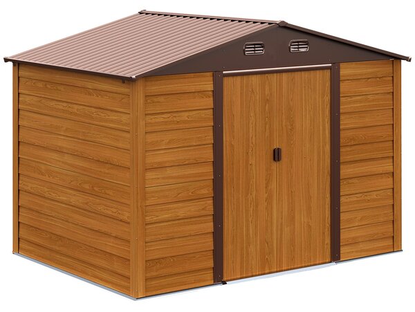 Casetta Box da Giardino 278x195x215 cm Porta Utensili in Acciaio Marrone