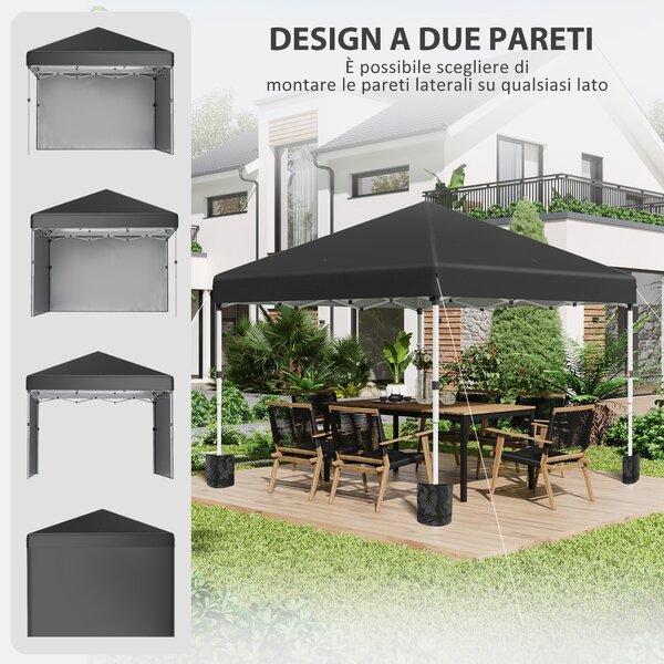 Outsunny Gazebo 3x3m Pieghevole con Borsa da Trasporto e sacco di sabbia,in Acciaio e Tessuto Oxford,Altezza Regolabile,Nero | Aosom Italy