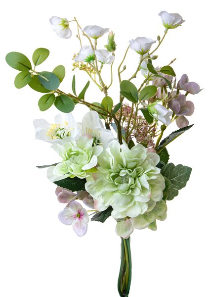 Set 2 Bouquet Artificiali Legato con Helleborus H 52 cm
