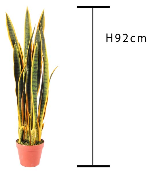 Sanseveria Artificiale con 25 Foglie in Vaso Altezza 92 cm Verde