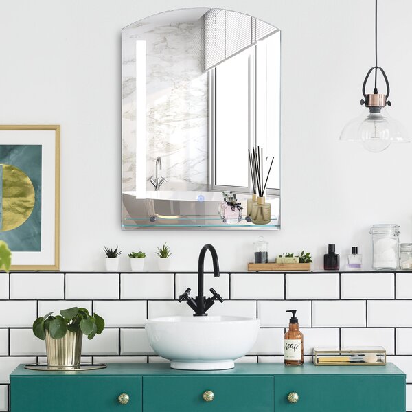 Specchio Bagno 50x15,1x70 cm con Luce LED Mensola e Struttura in Alluminio