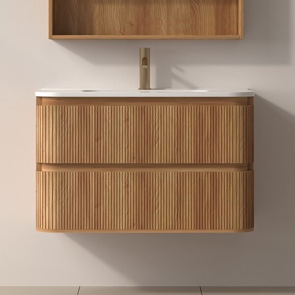 Kamalu mobile bagno 80 cannettato con lavabo solid stone | kam-nd80