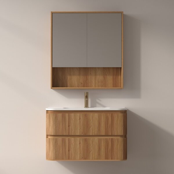 Kamalu mobile bagno 80 cannettato con lavabo solid stone | kam-nd80