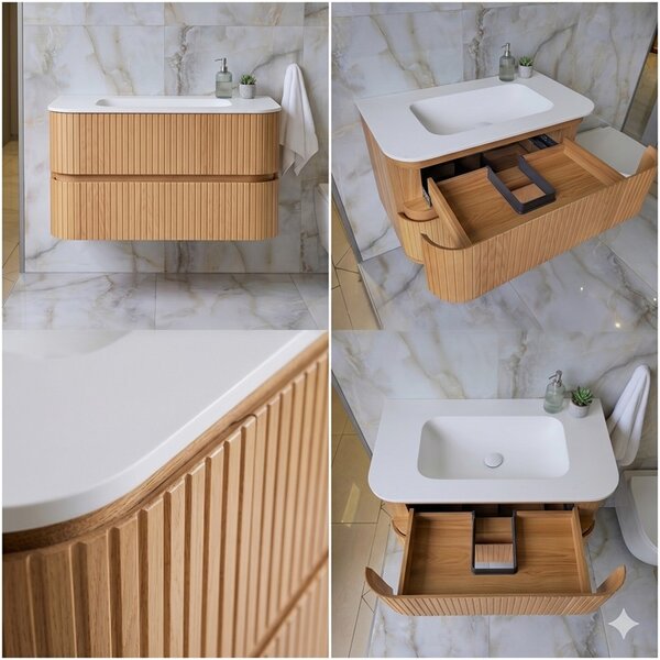 Kamalu mobile bagno 80 cannettato con lavabo solid stone | kam-nd80