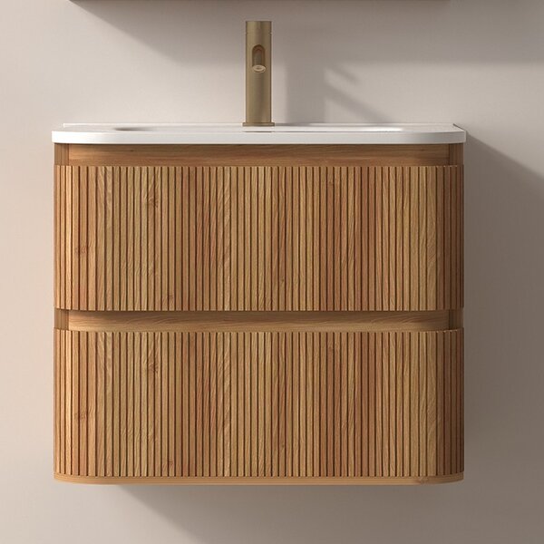 Mobile bagno 60 cannettato con lavabo solid stone | KAM-ND60 - KAMALU