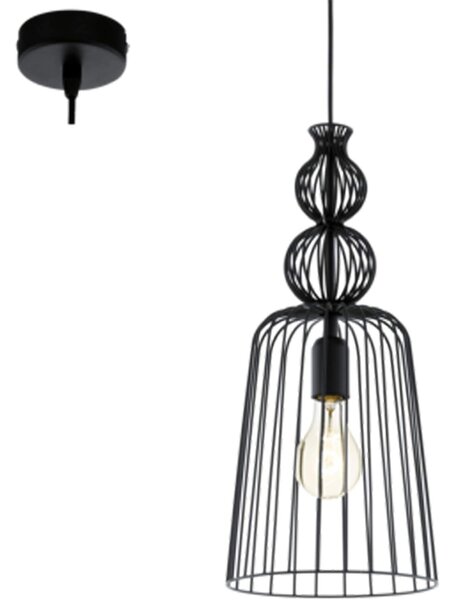 Sospensione Industrial Carterham Metallo Nero 1 Luce E27