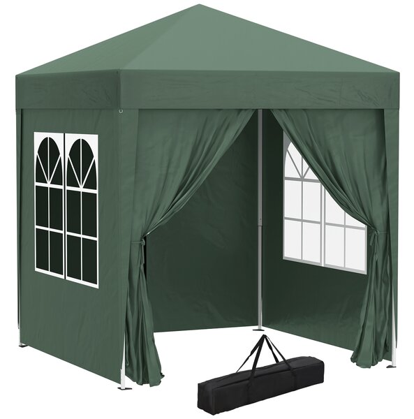 Outsunny Gazebo 2x2m Pieghevole con 4 Pareti Rimovibili e Borsa da Trasporto, in Metallo e Poliestere, Verde | Aosom Italy