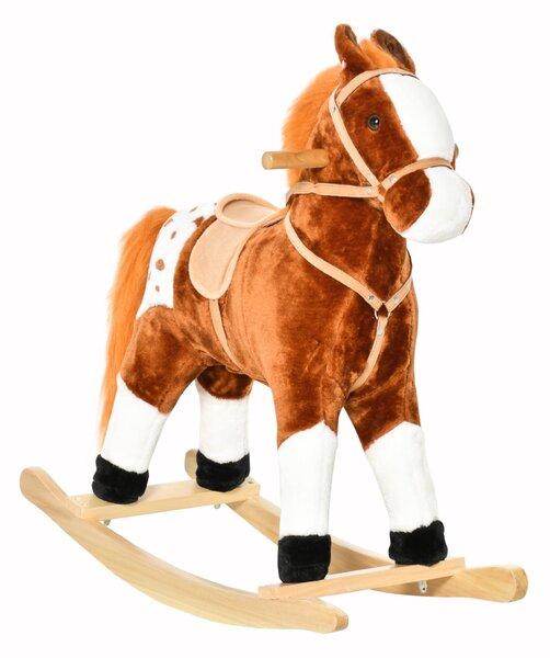 Cavallo a Dondolo per Bambini in Peluche con Suoni Marrone