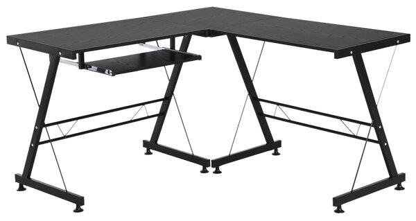 Scrivania da Ufficio Grande ad Angolo in Acciaio e MDF 130x130x73.5 cm Nera