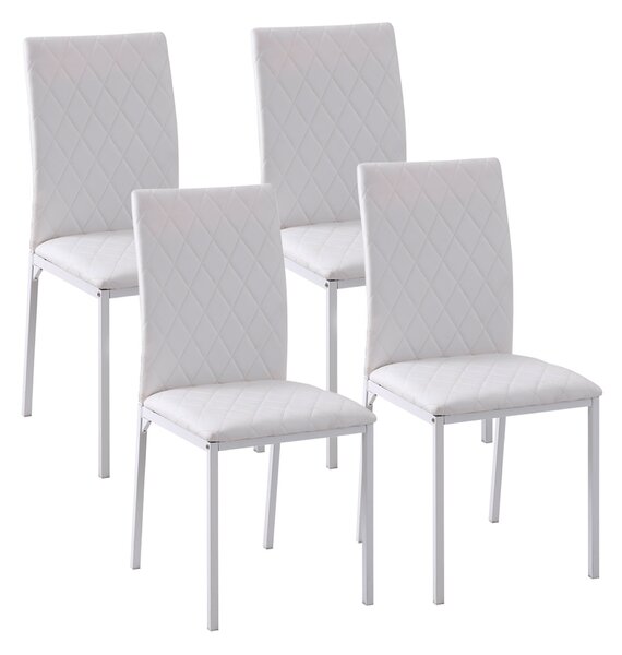 Set 4 Sedie Imbottite 41x50x91 cm in Similpelle Bianco