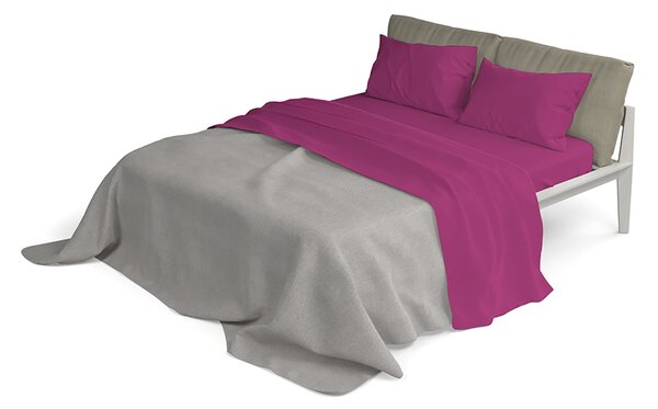 Set Lenzuola Matrimoniale Sopra Sotto e Federe Tinta Unita Fucsia