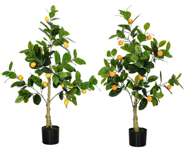 HOMCOM Set 2 Piante Artificiali di Limone e Arancia Alte 120cm per Interno ed Esterno con Vaso|Aosom