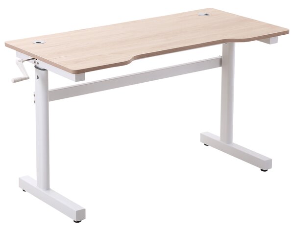 Vinsetto Scrivania Regolabile in Altezza con Regolazione Manuale a Manovella, 120x60x72-117cm, Bianco|Aosom