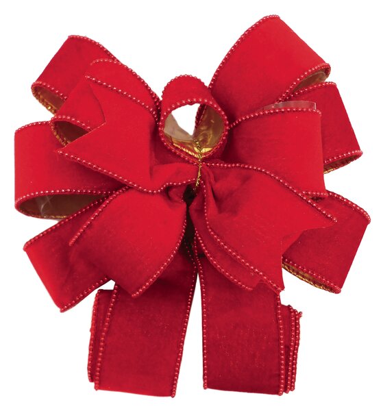 Fiocco natalizio in tessuto H 28 cm, L 79 cm, colore rosso