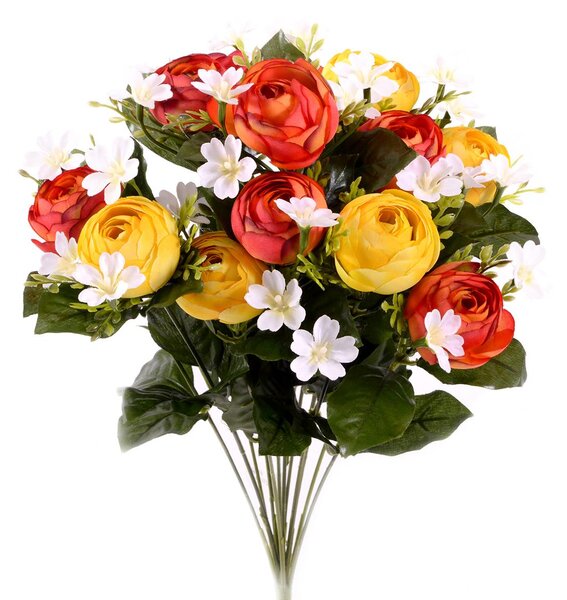 Set 2 Bouquet Artificiale di Ranuncoli Composto da 13 Fiori Altezza 44 cm Arancio