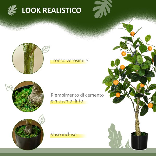 HOMCOM Set 2 Piante Artificiali di Limone e Arancia Alte 120cm per Interno ed Esterno con Vaso|Aosom