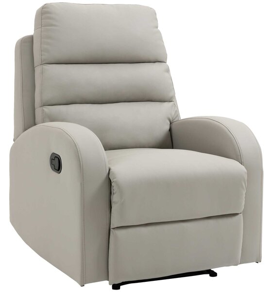 Poltrona Relax Reclinabile Manuale 80x91x102 cm in Similpelle Grigio Chiaro