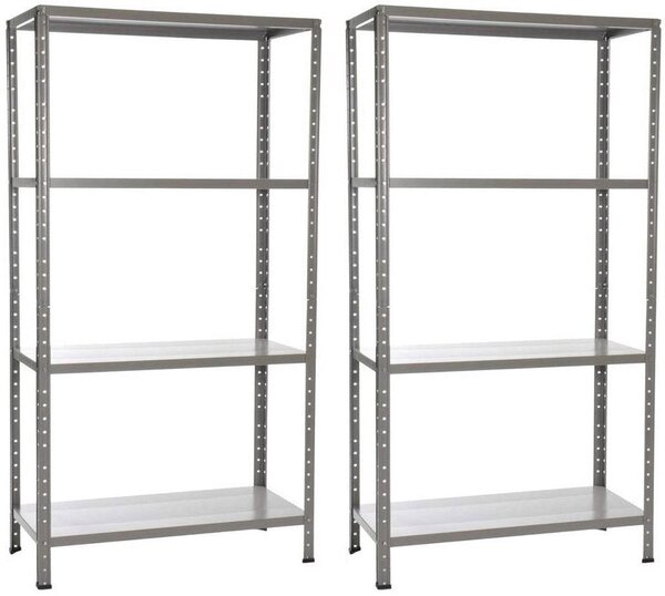 Set 2 Scaffali in Metallo 4 Ripiani 60x30x140 cm Grigio
