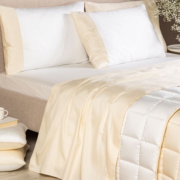 Trapunta Leggerissima MATRIMONIALE Suite Double AVORIO Raso Di Cotone Caleffi