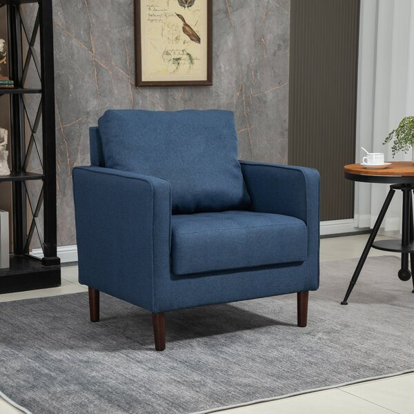 Poltrona 76x70x87 cm in Tessuto Effetto Lino Blu