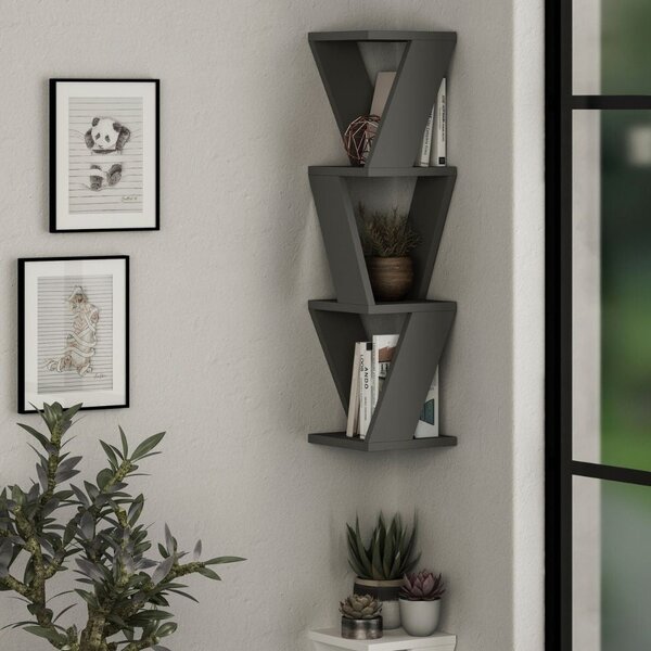 Libreria angolare 22x22x85 cm pensile Zena antracite