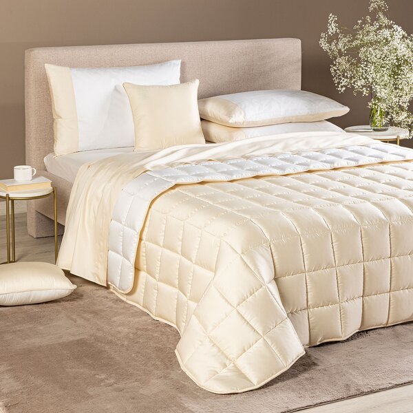 Trapunta Leggerissima MATRIMONIALE Suite Double AVORIO Raso Di Cotone Caleffi