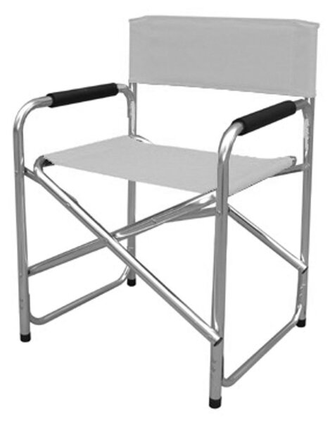 Sedia Regista da Giardino Richiudibile in Alluminio e Tessuto Oxford Grigio Chiaro