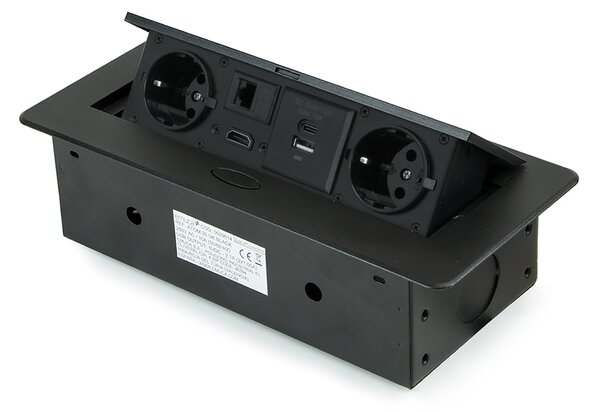 Multipresa Atom per Scrivania in Alluminio e Plastica Emuca Nero