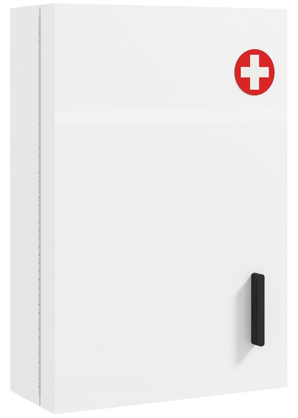 Armadietto Porta Medicinali da Parete 40x18x60 cm con 2 Chiavi e 6 Scomparti in Acciaio Laminato Bianco