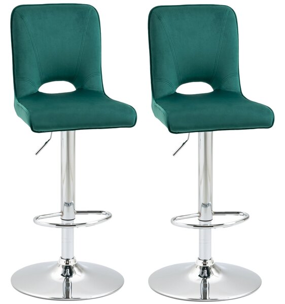Set 2 Sgabelli Imbottiti 41x51x97-117 cm in Tessuto Verde