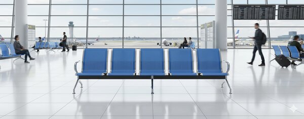 Panca per Sala Attesa 5 Posti in Acciaio da Ufficio Tosini Blu