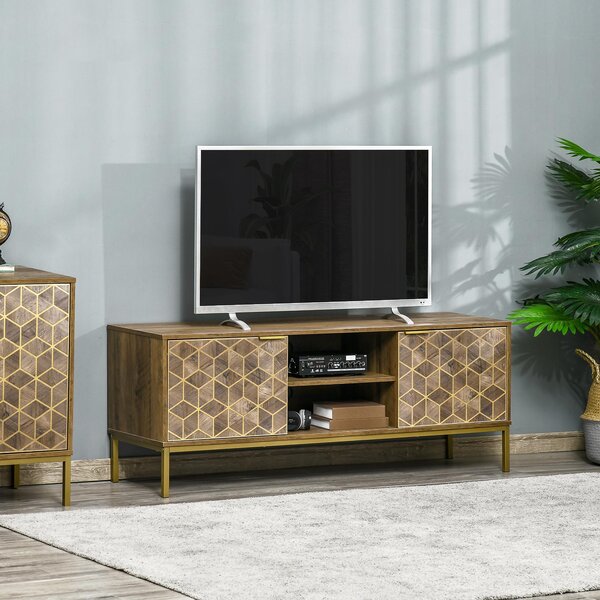 Mobile TV 2 Ante 2 Ripiani 145x39x55 cm in Truciolato e Acciaio Marrone