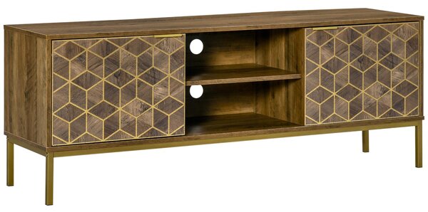 Mobile TV 2 Ante 2 Ripiani 145x39x55 cm in Truciolato e Acciaio Marrone