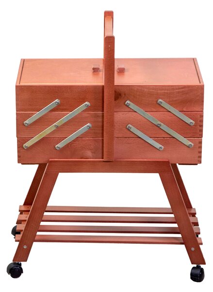 Cassetta Portalavoro n.40 in legno con ruote noce cm 45x28xh62