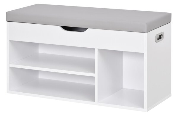 Mobile Scarpiera con Panca 80x30x43 cm in MDF Bianca
