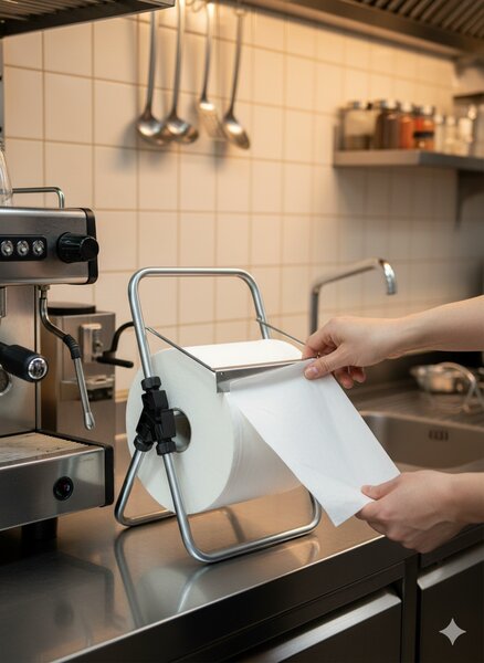 Porta Rotolo a Cavalletto da Banco per Carta Asciugamani Multiuso 30 cm in Acciaio 8055E Agrati