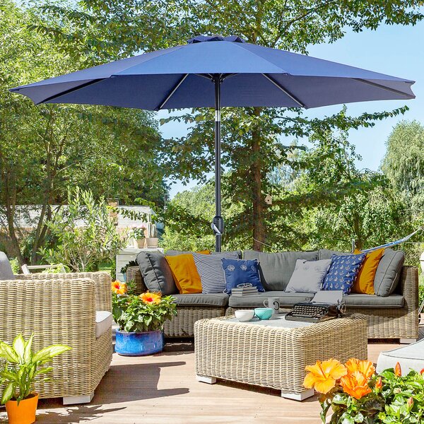 Ombrellone da Giardino Ø300 cm in Metallo e Poliestere Blu