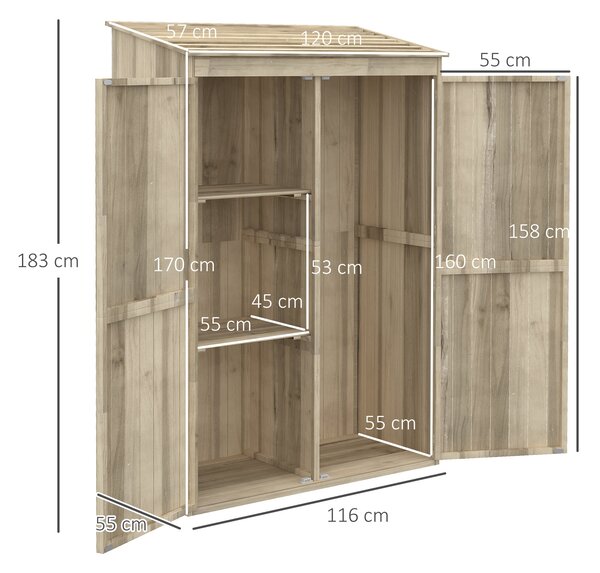 Casetta Box da Giardino 120x57x183 cm in Legno Naturale