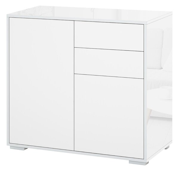 Mobile Multiuso 2 Cassetti 2 Ante 79x36x74 cm in Legno Bianco