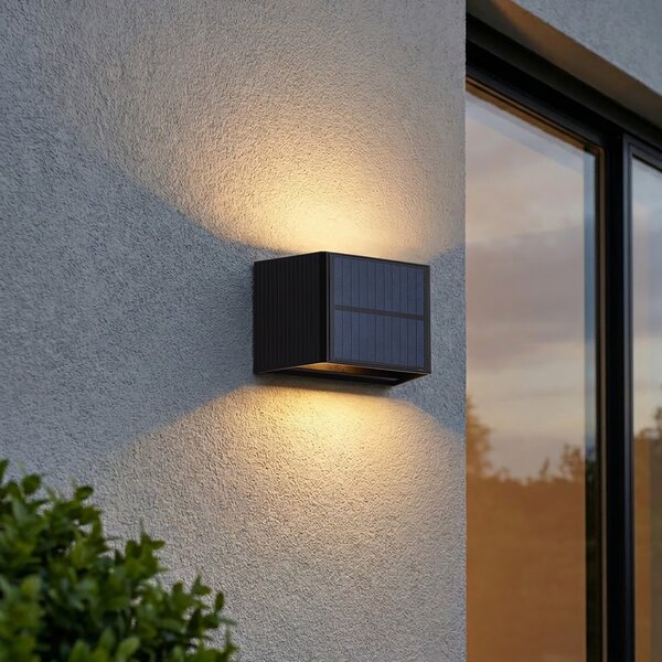 Lampada da parete per esterni Nera con LED 2 luci IP65 Solare - Christof