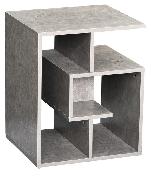 Mobiletto Libreria a 3 livelli in Legno Grigio Effetto Cemento 45x40x55 cm